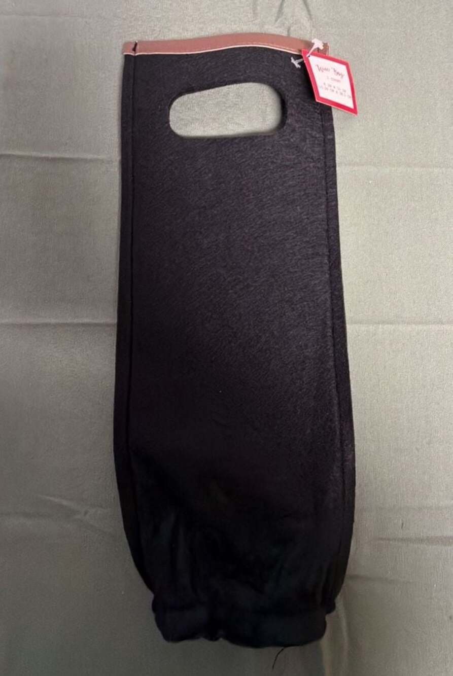 Neoprene Wine Bottle Gift Tote Bag with Leather-Like Trim, 6 in x 15 in